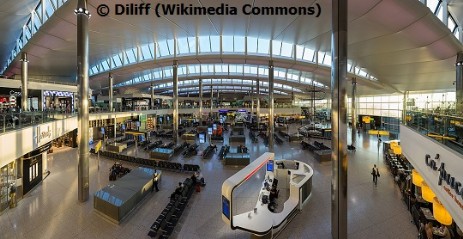 The Central Departures Waiting Area of Heathrow Terminal 2