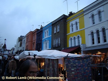Coloured buildings on Portobello Road