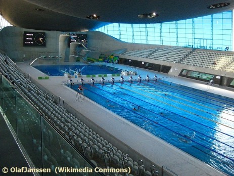Interior of the London Aquatics Centre in August 2014