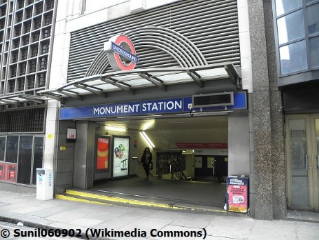 Monument tube station eastern entrance on Fish Street Hill